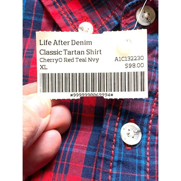 Life After Denim Shirt Adult Extra Large Classic Tartan Plaid Mens MSRP $98 NWT - Picture 3 of 7